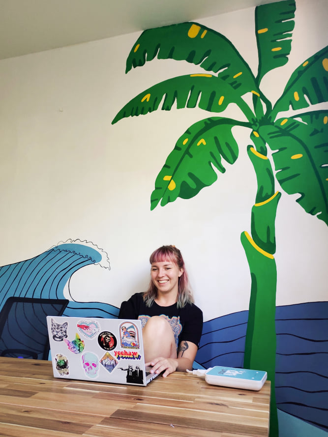 digital nomad working on a laptop