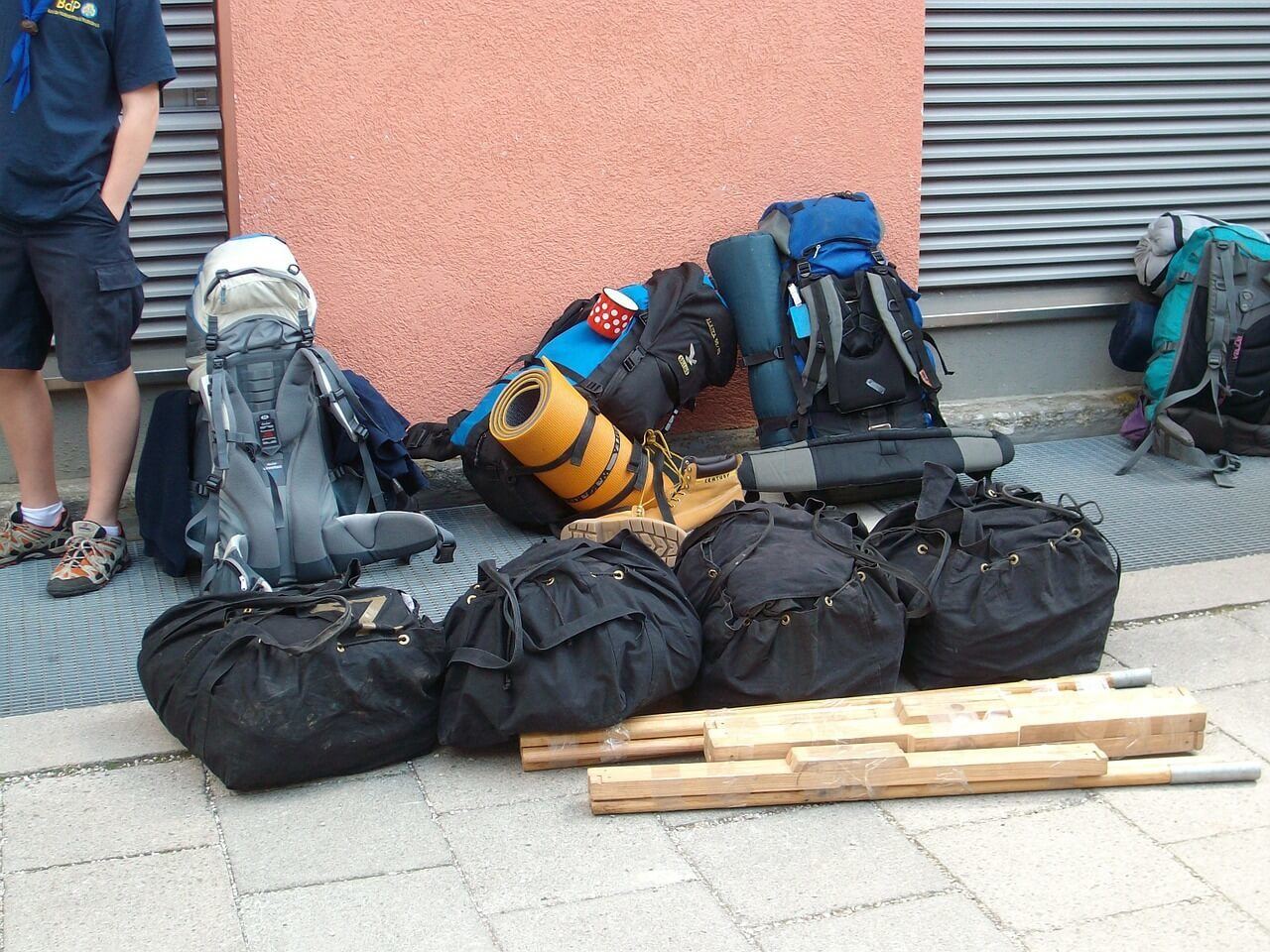 A complete backpacking setup ready for the road