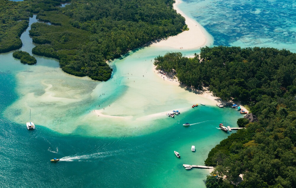 tropical islands surrounded by turquoise waters in fiji