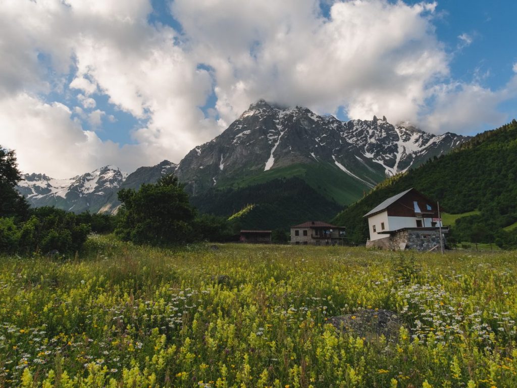 Guesthouse in Mountain Meadow Mazeri Backpacking Georgia