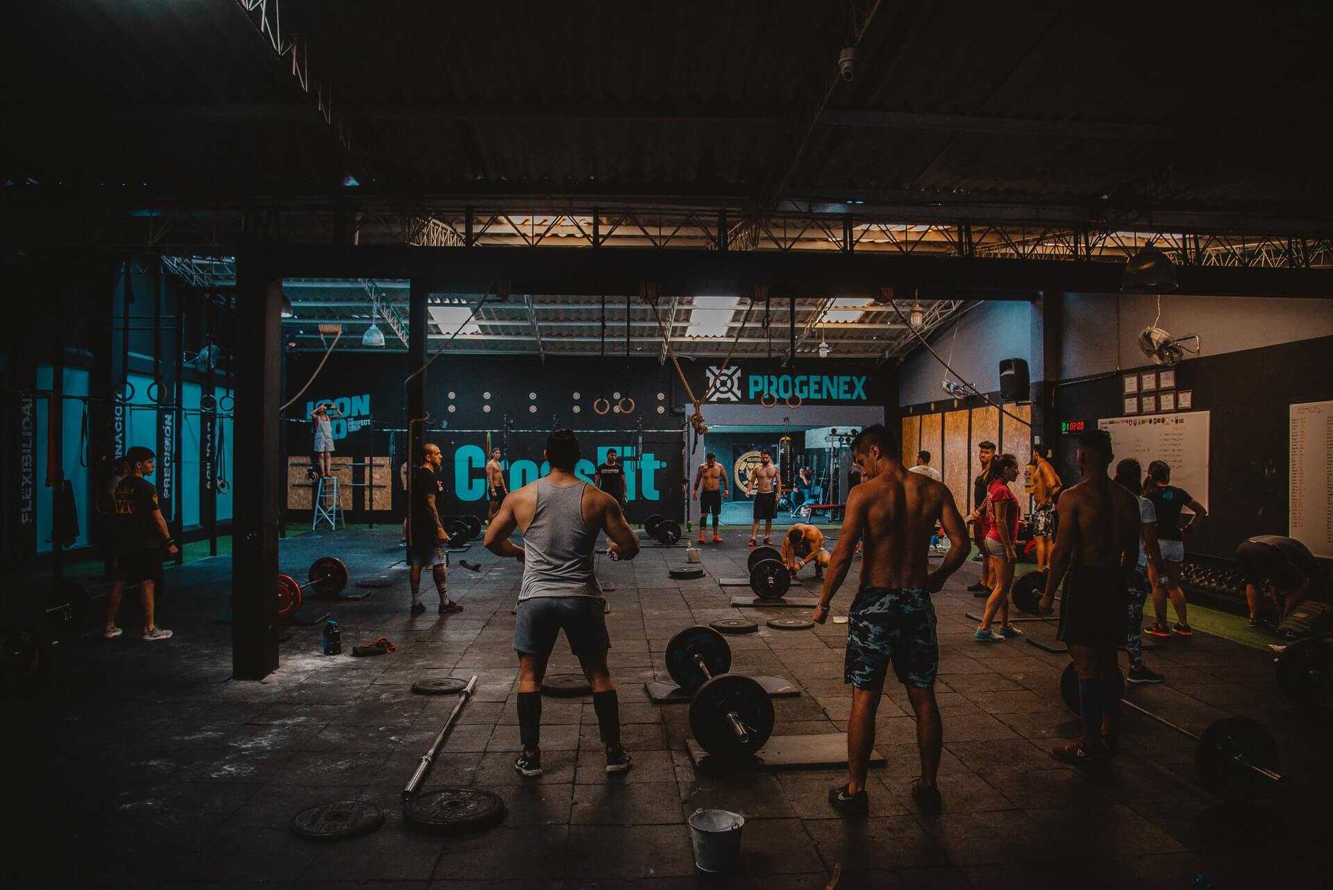 people working out in a gym