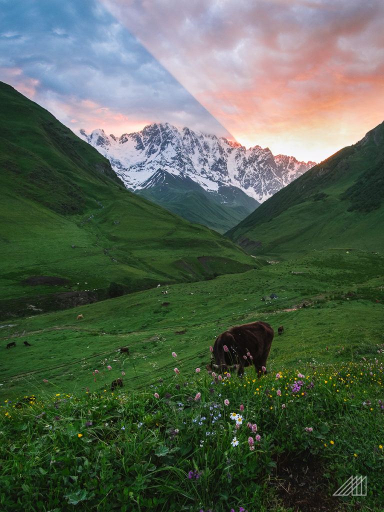 sunrise over shkhara georgia